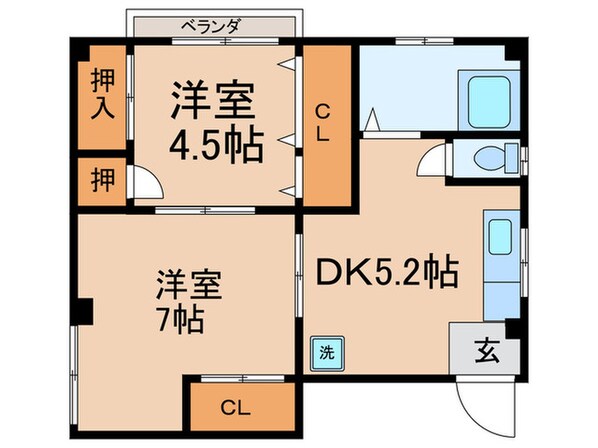 グロ－バルハイム三先の物件間取画像